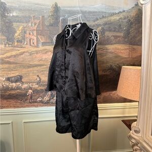 Erika Taylor Elegant Black Sleeveless Blouse and Shorts sleep Set